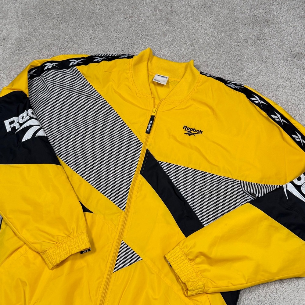 Reebok Classic Mens Yellow Black Colorblock Vector Track Jacket EC4624 Size M